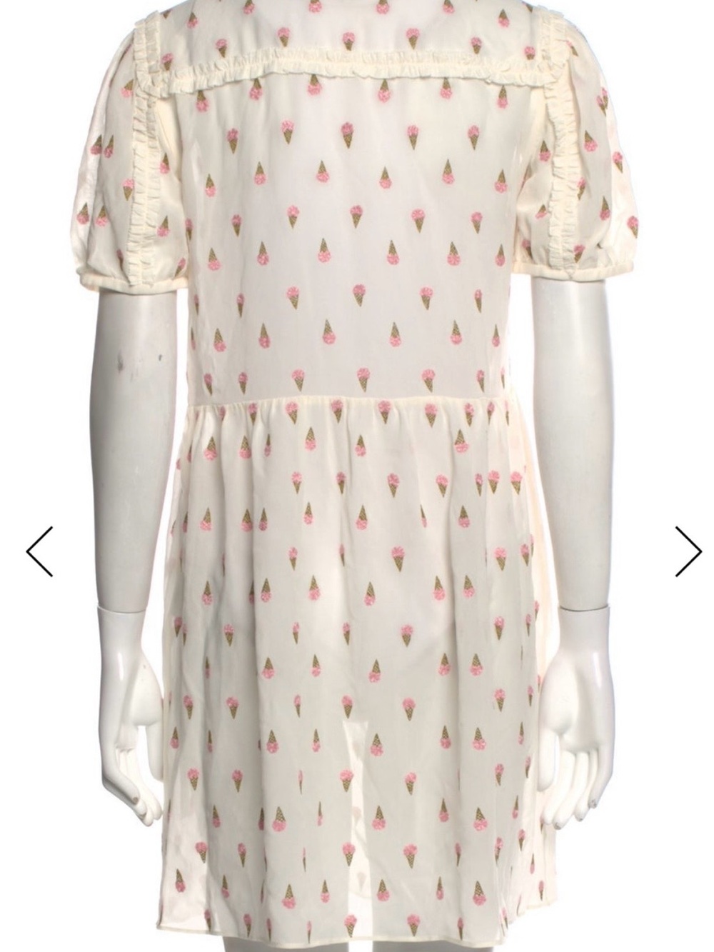 Saint Laurent Spring 2016 White Printed Mini Dress with Black Bow. - Picture 4 of 5